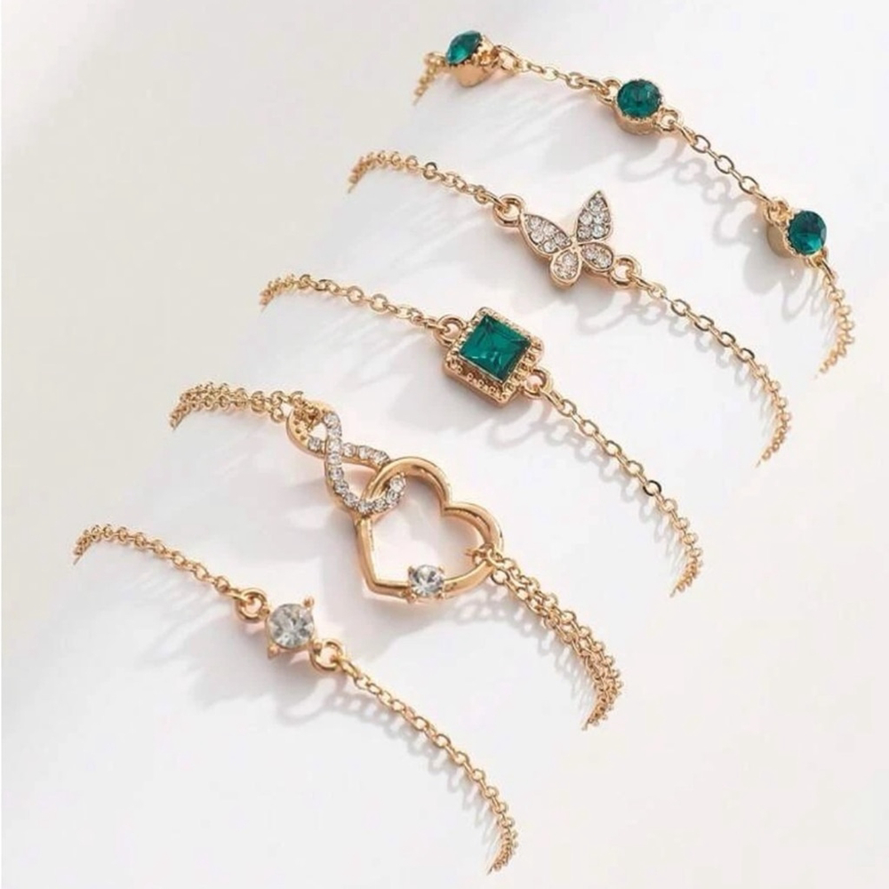 ⚠️Clearance 5pcs Trendy Yellow Gold And Green Bracelet Set - Picture 4 of 4